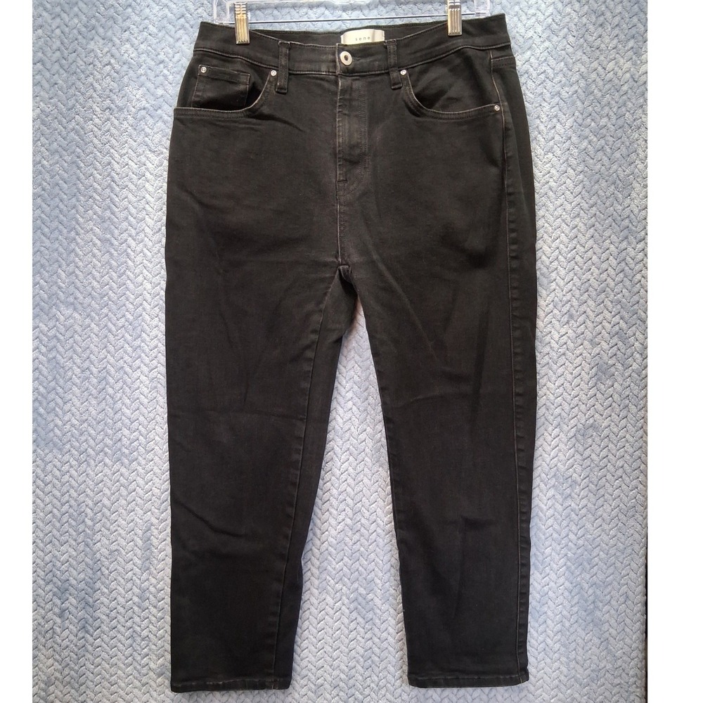 Sene Slim Straight Jeans Black High Rise Stretch Custom Cut Denim Pants
